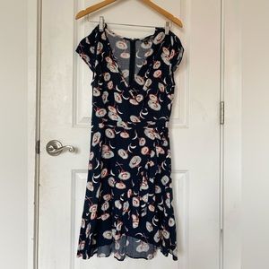 j Crew mercantile faux wrap navy floral dress size 0